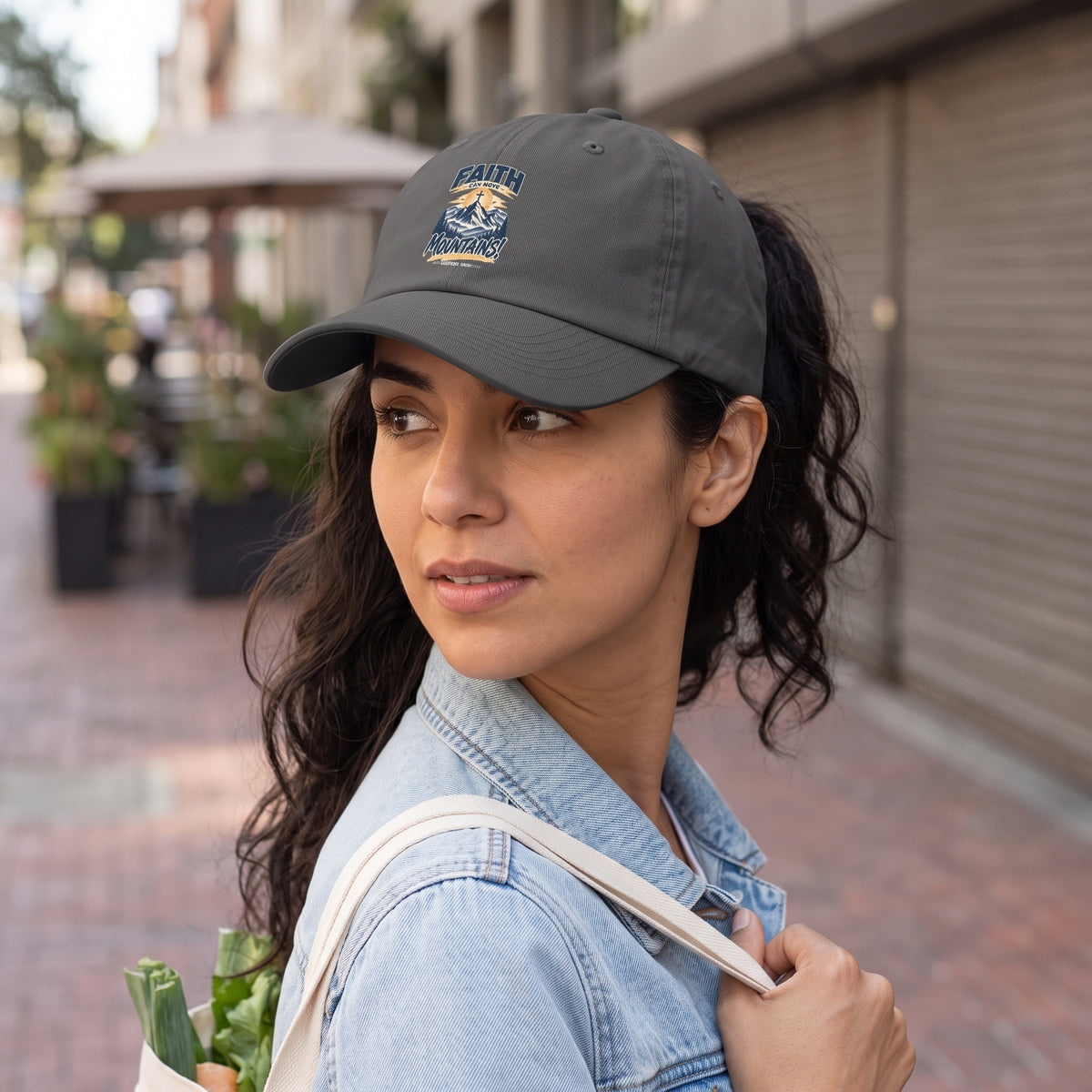 Faith Over Mountains Dad Hat — Embroidered Adventure Baseball Cap