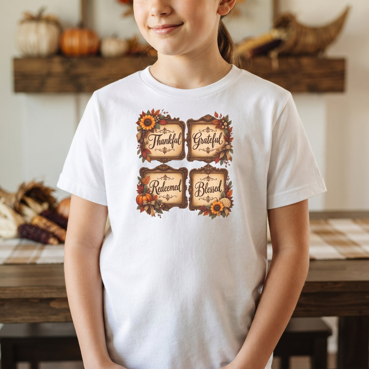 Kids - 'Thankful, Grateful, Redeemed, Blessed' Thanksgiving Tee