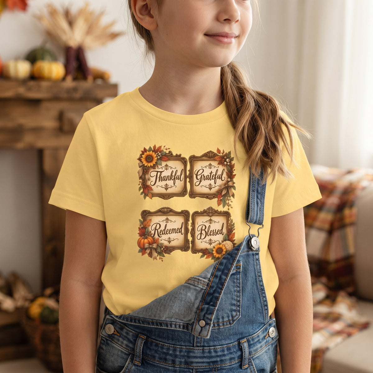 Kids - 'Thankful, Grateful, Redeemed, Blessed' Thanksgiving Tee
