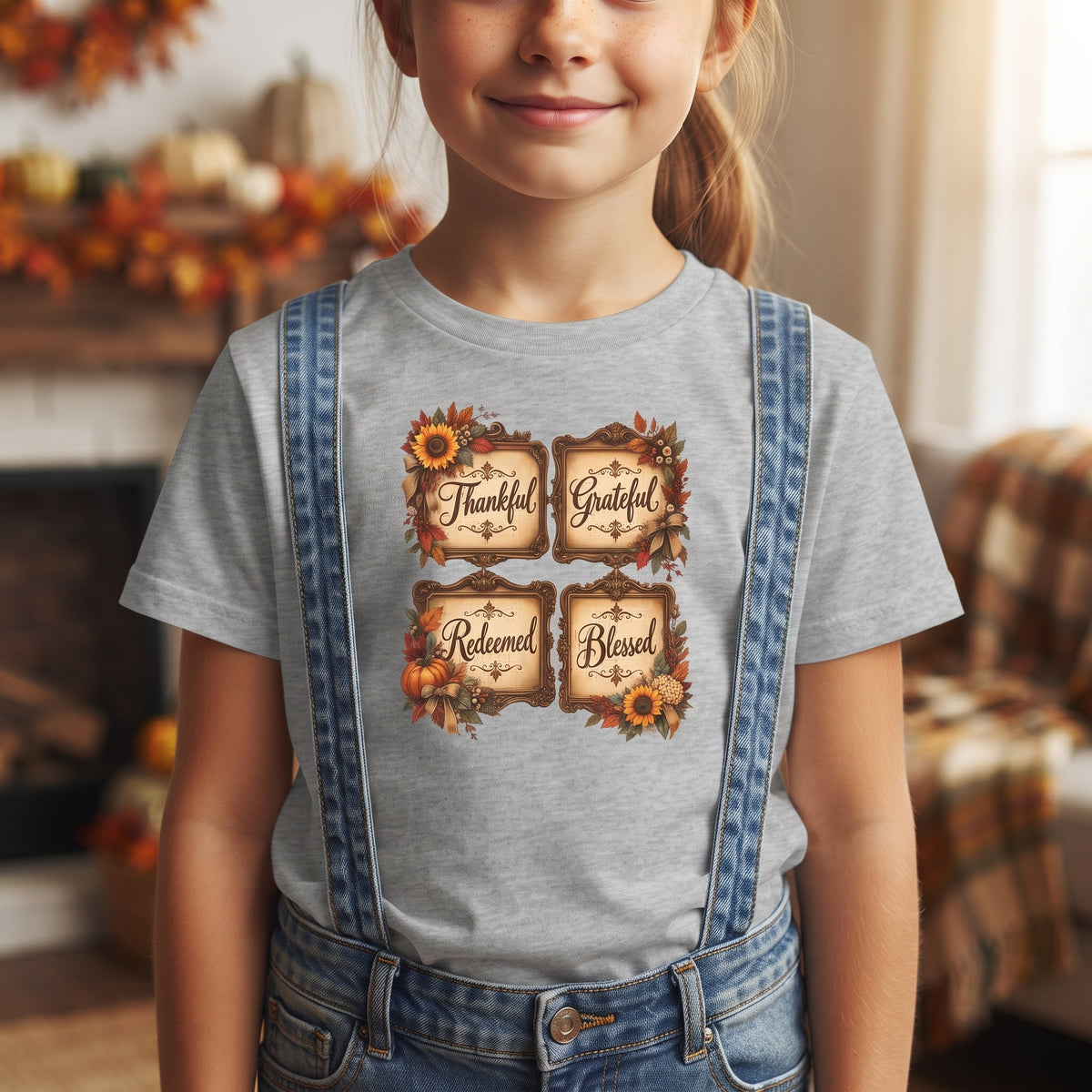 Kids - 'Thankful, Grateful, Redeemed, Blessed' Thanksgiving Tee