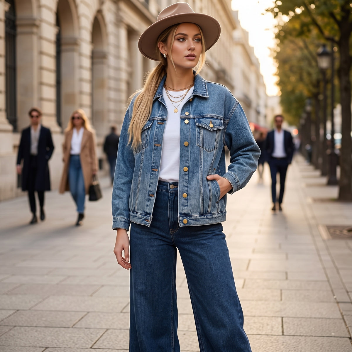 Faith Cross Women's Denim Jacket — 'Member of the Kingdom of Heaven' Back Patch