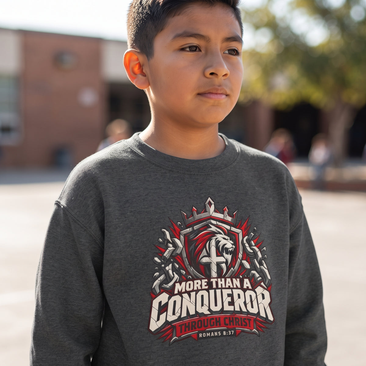 Youth - More Than a Conqueror - Graphic Crewneck Sweatshirt