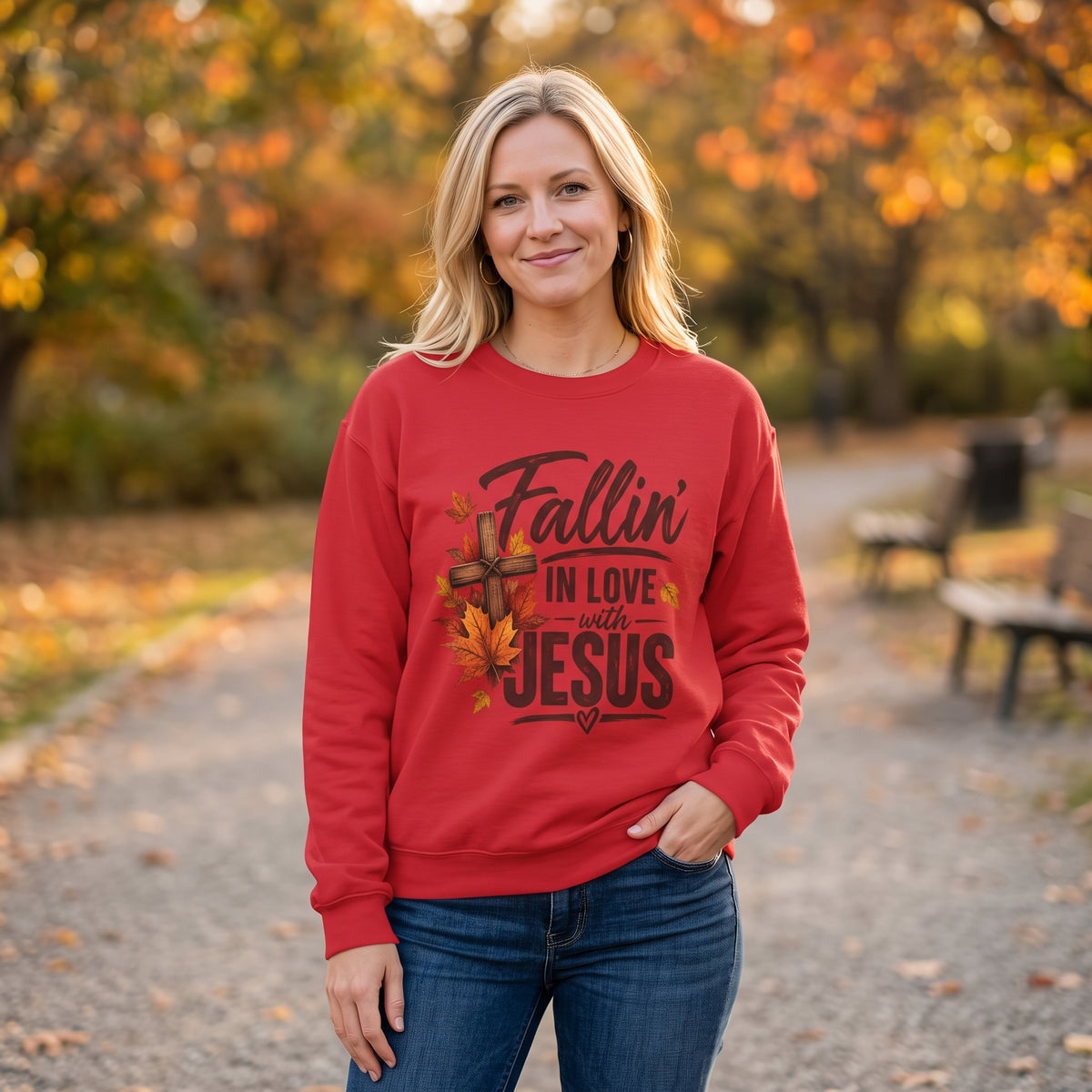 Fallin' In Love With Jesus - Crewneck Sweatshirt — Autumn Pullover