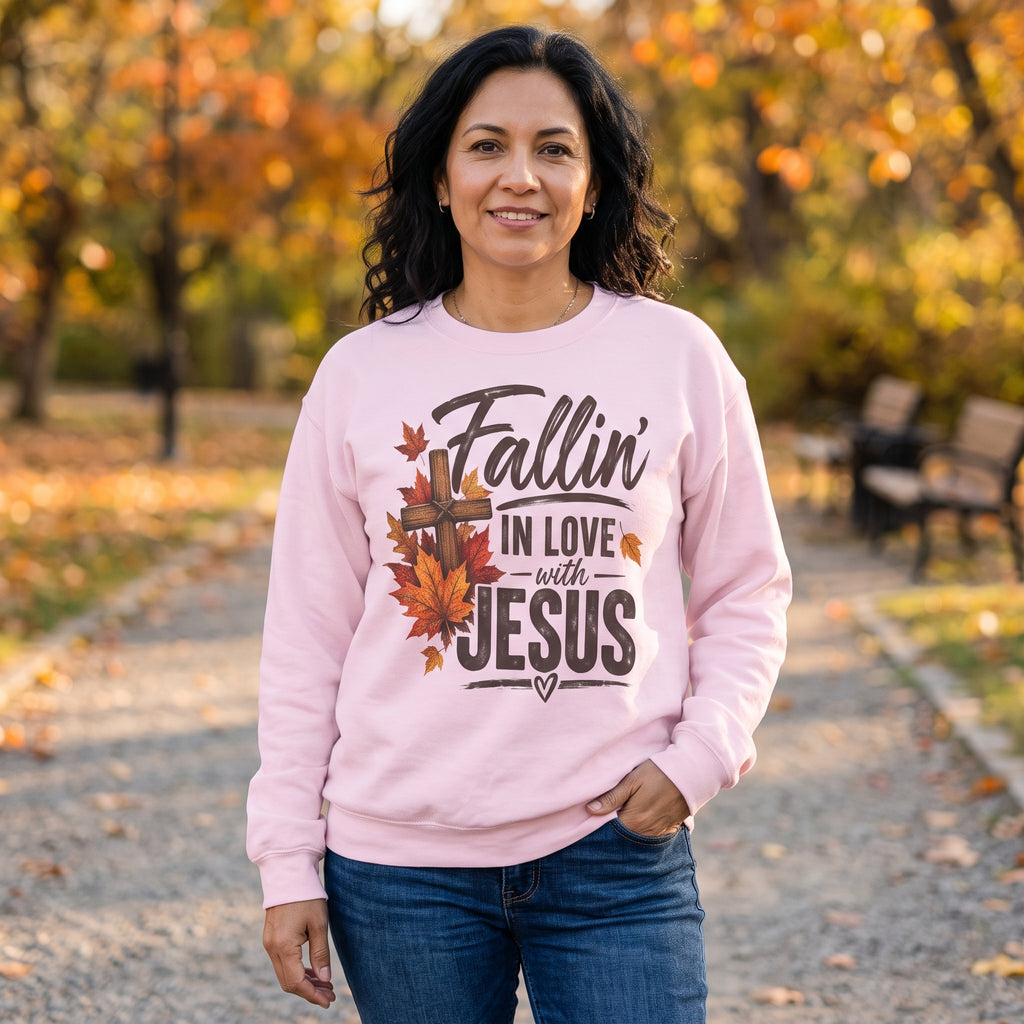 Fallin' In Love With Jesus - Crewneck Sweatshirt — Autumn Pullover