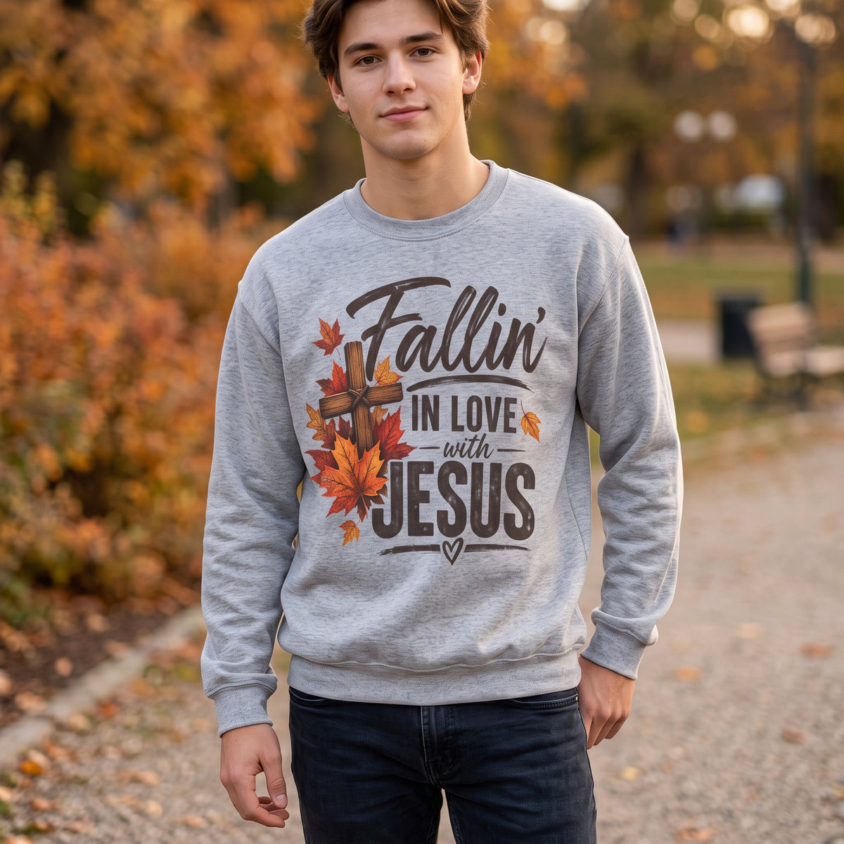 Fallin' In Love With Jesus - Crewneck Sweatshirt — Autumn Pullover