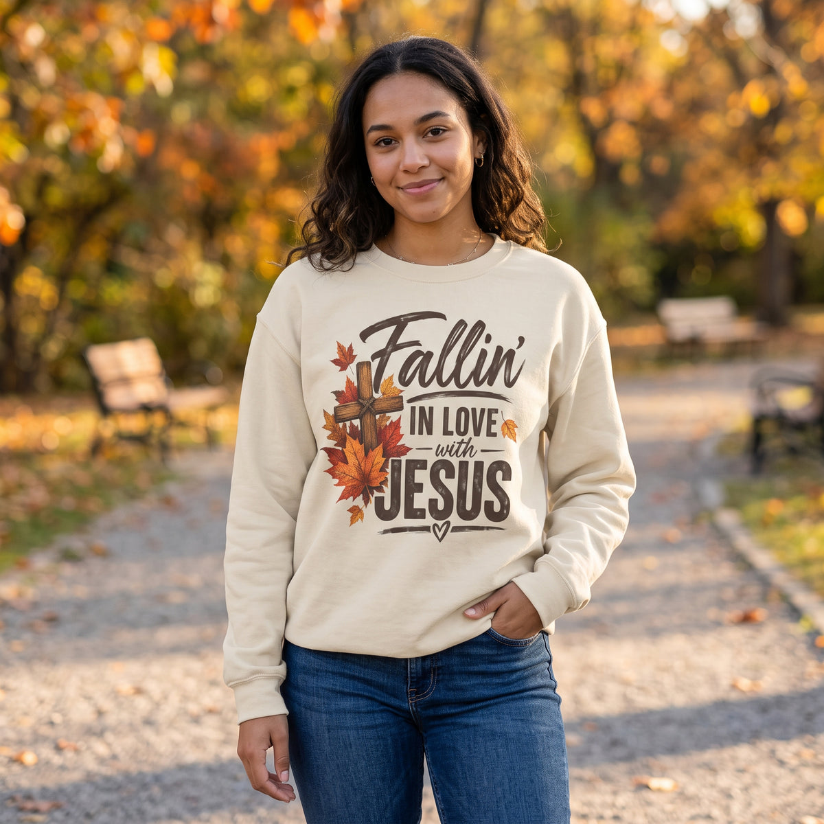Fallin' In Love With Jesus - Crewneck Sweatshirt — Autumn Pullover