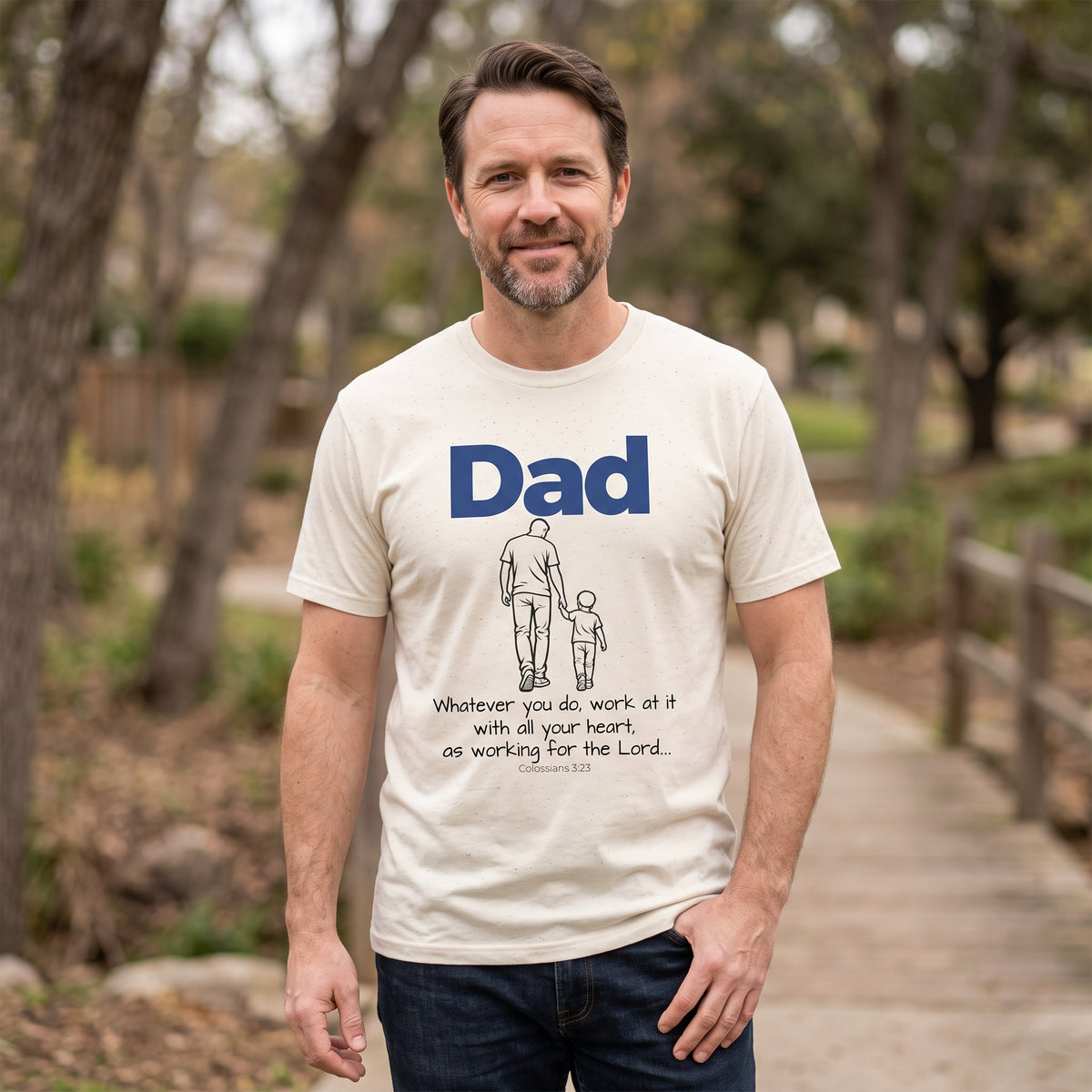 Dad - Whatever You Do, Do it As Unto the Lord V-Neck Tee — Graphic Casual Everyday Shirt for Fathers