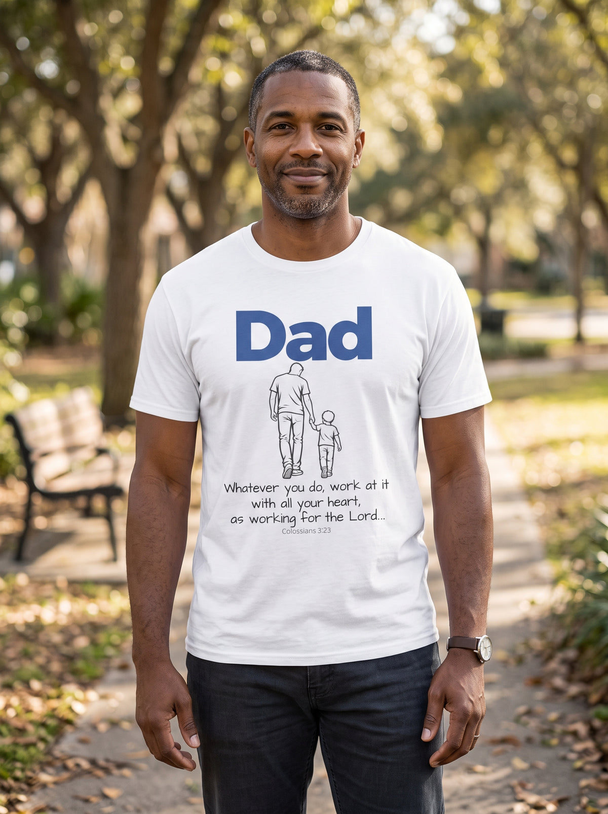 Dad - Whatever You Do, Do it As Unto the Lord V-Neck Tee — Graphic Casual Everyday Shirt for Fathers