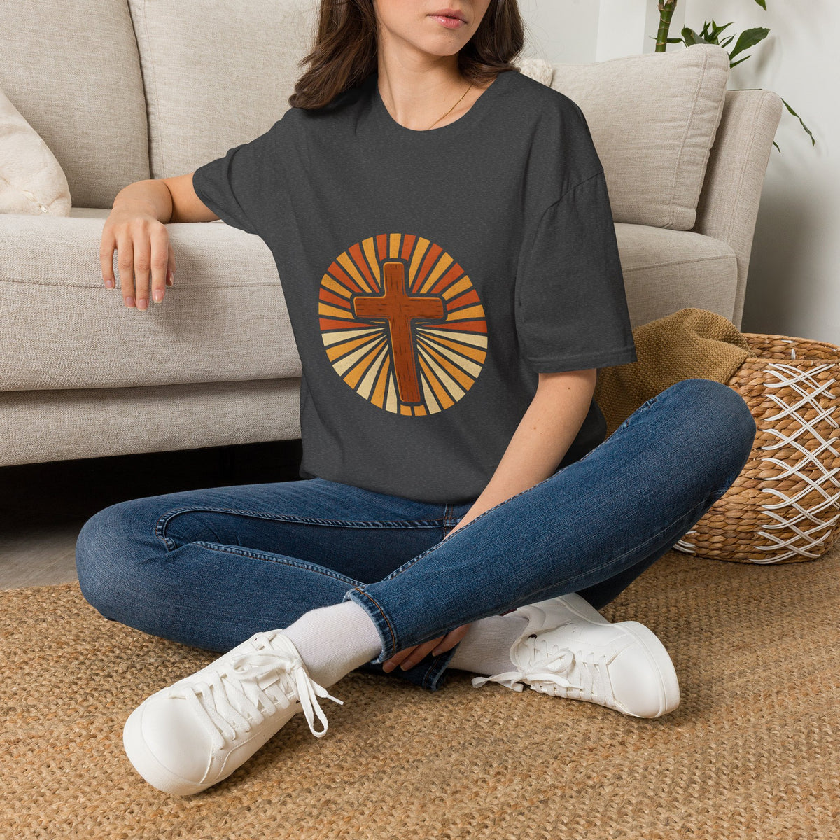 Christian Cross Sunburst T-Shirt — Vintage Faith Graphic Tee