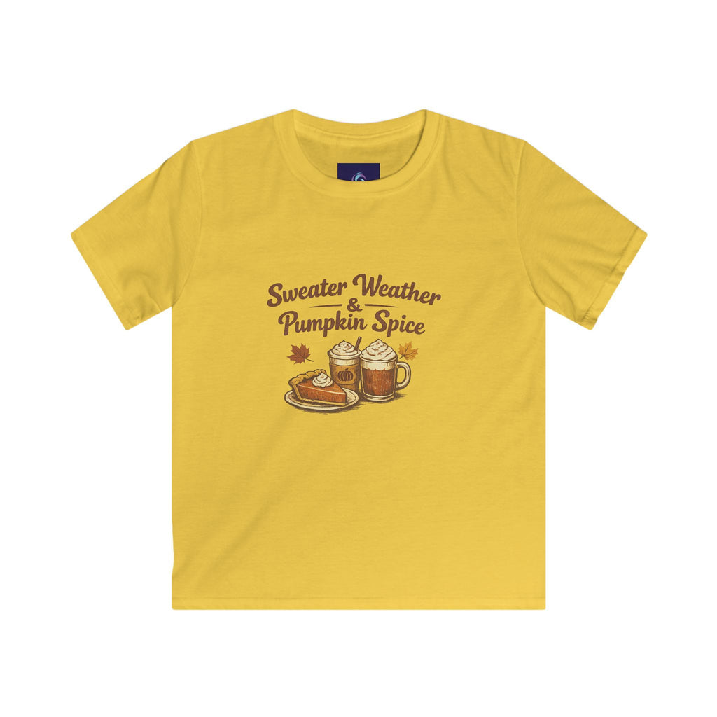 Kids — "Sweater Weather & Pumpkin Spice" Autumn Graphic Tee