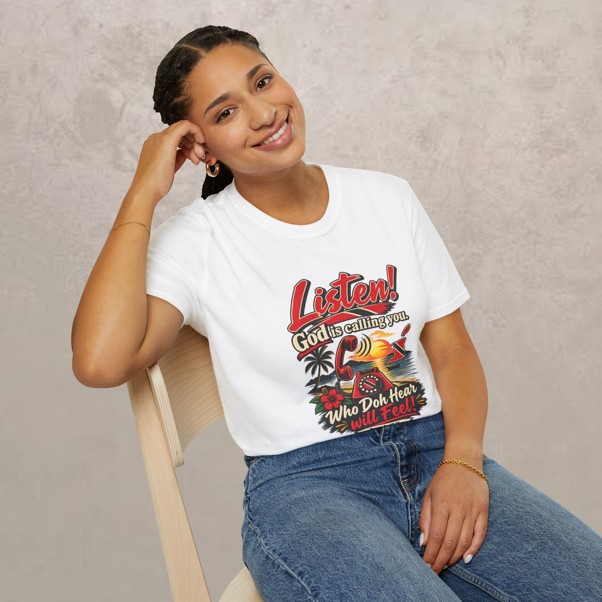 Trini -  "Listen! God is calling you." - Trinidad Faith Tee