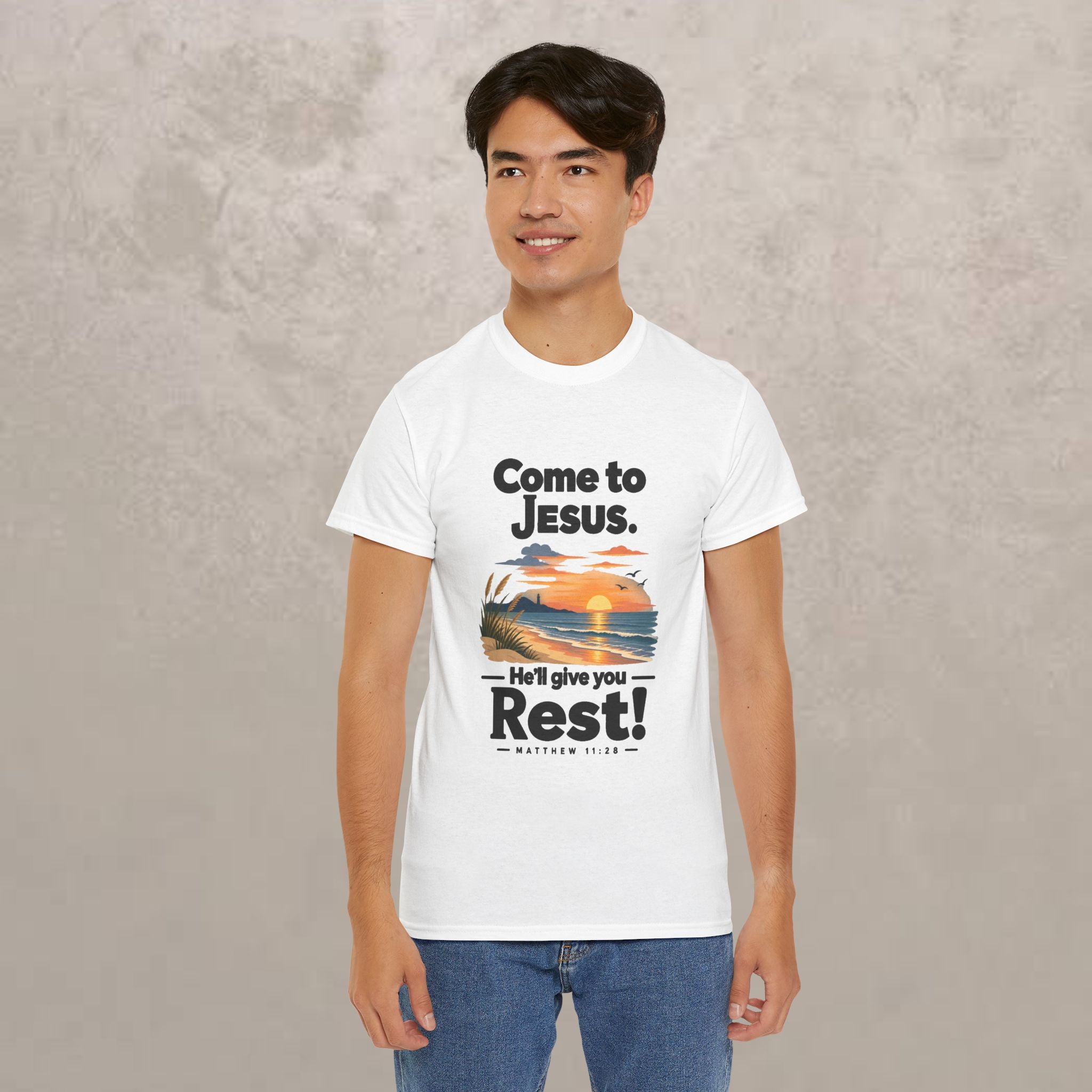 Come to Jesus, He'll Give You Rest — Christian Faith Graphic Unisex Tee