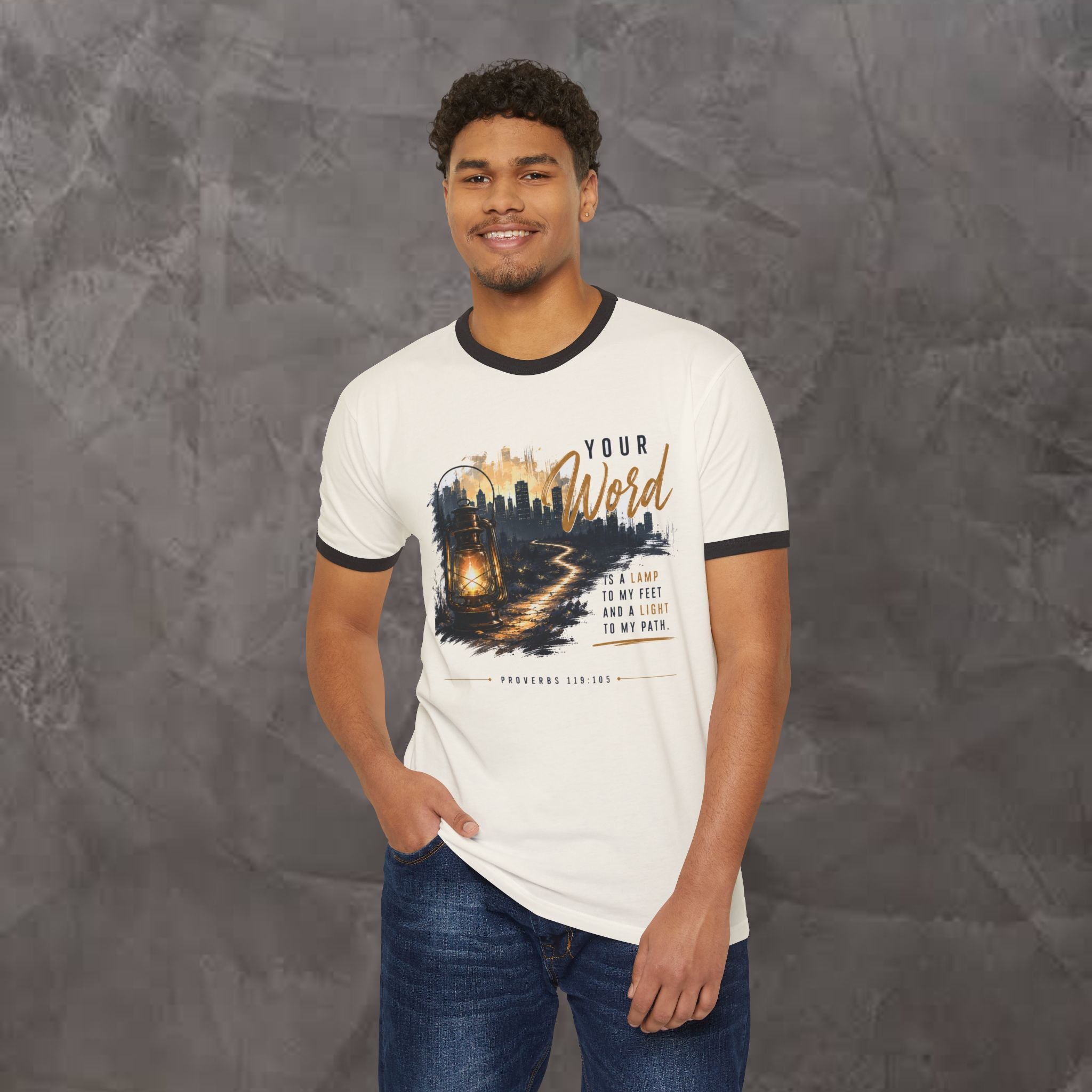Your Word is a Lamp Skyline - Christian Ringer T-Shirt