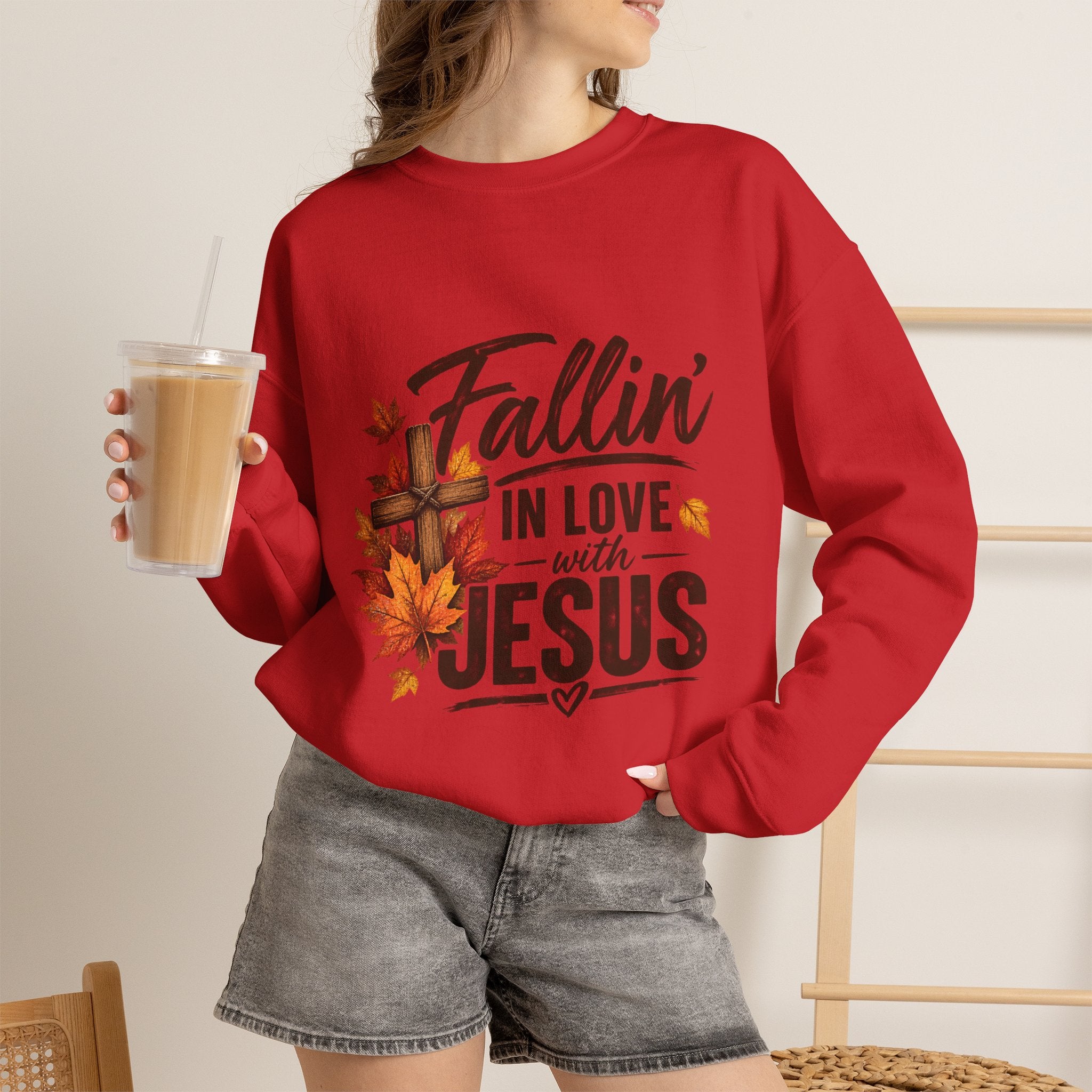 Fallin' In Love With Jesus - Crewneck Sweatshirt — Autumn Pullover