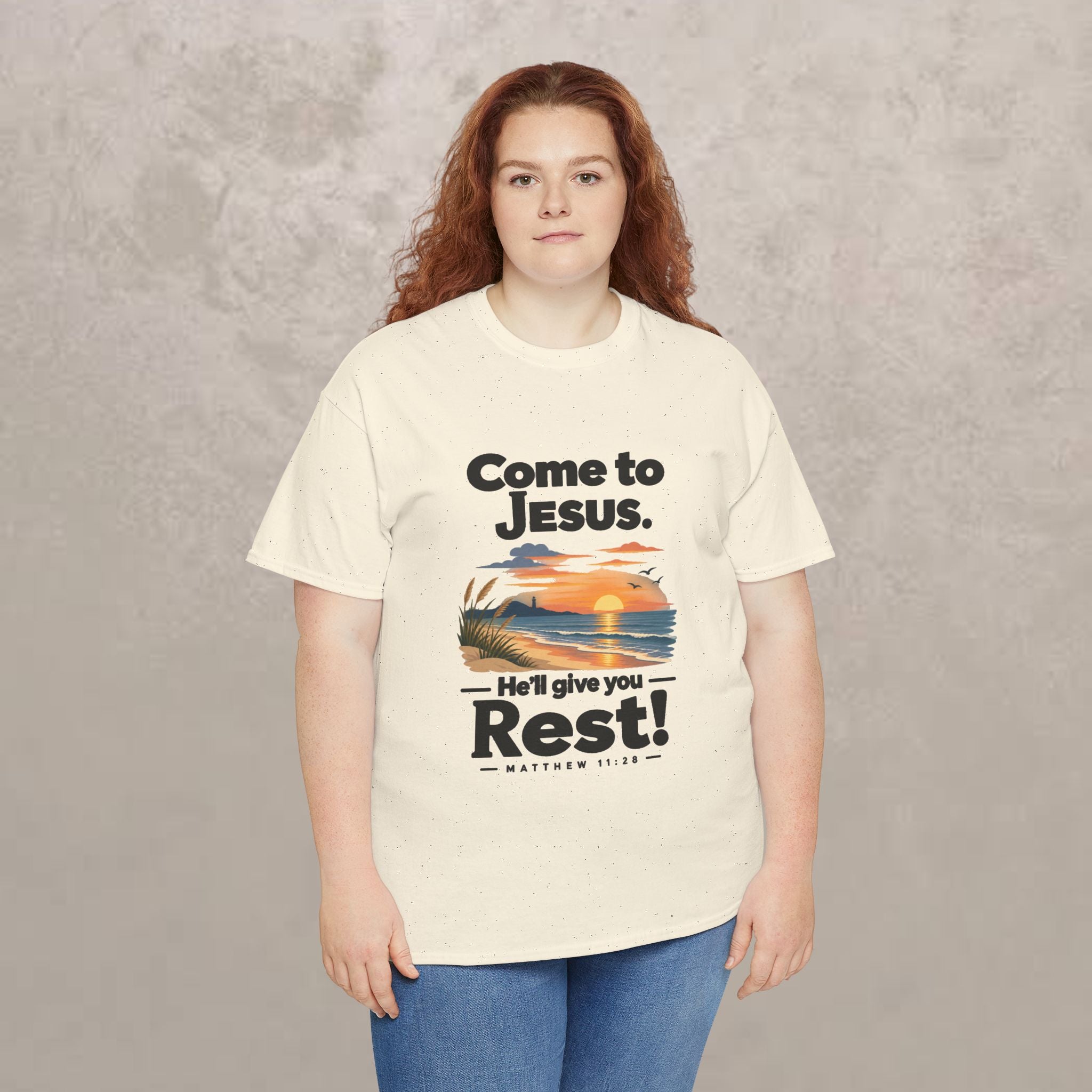 Come to Jesus, He'll Give You Rest — Christian Faith Graphic Unisex Tee