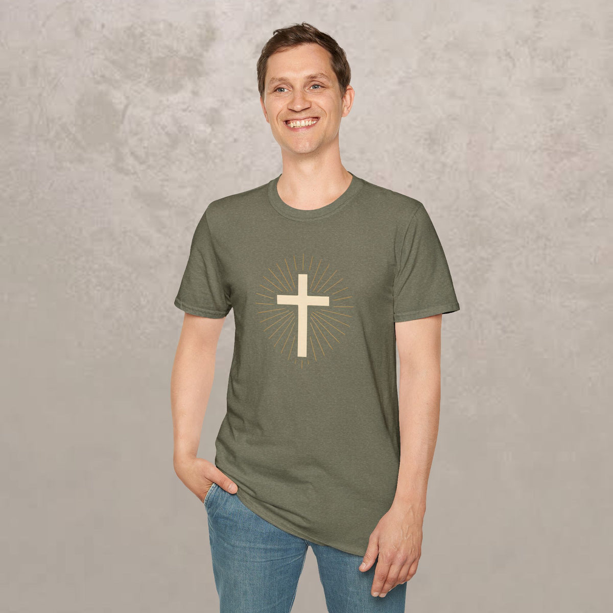 Radiant Gold Cross  - Christian Tee