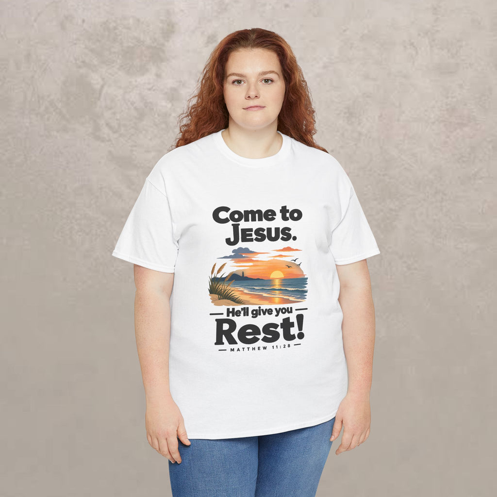 Come to Jesus, He'll Give You Rest — Christian Faith Graphic Unisex Tee
