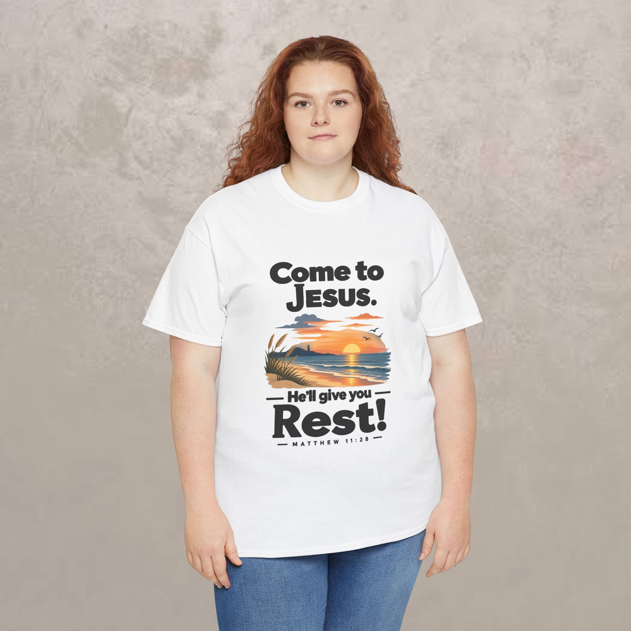 Come to Jesus, He'll Give You Rest — Christian Faith Graphic Unisex Tee