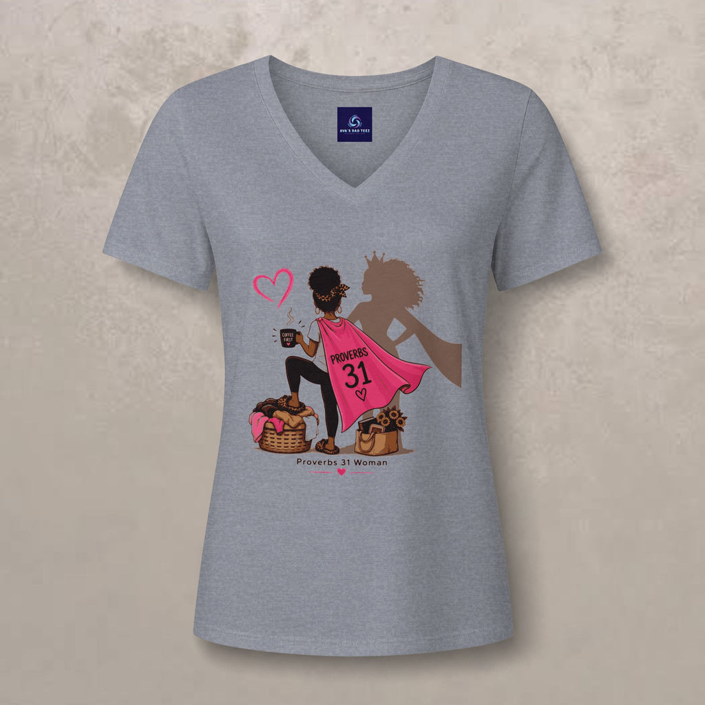 Proverbs 31 Women - Black - V-Neck Graphic Tee