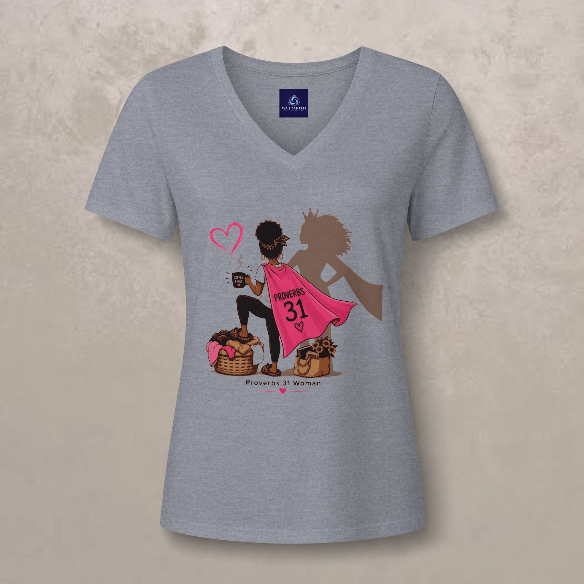 Proverbs 31 Women - Black - V-Neck Graphic Tee