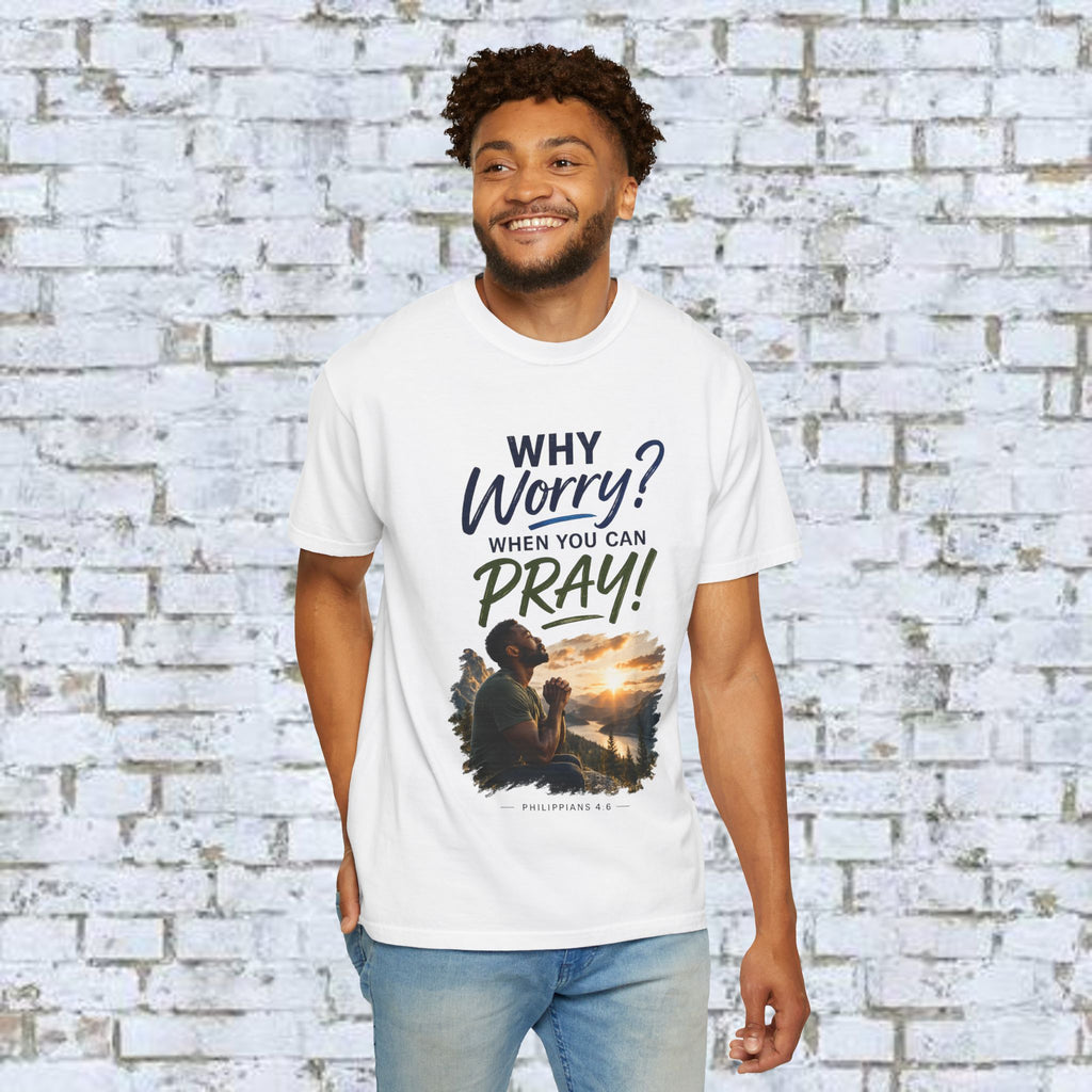 Why Worry - Pray - Men's Tee — Black Man