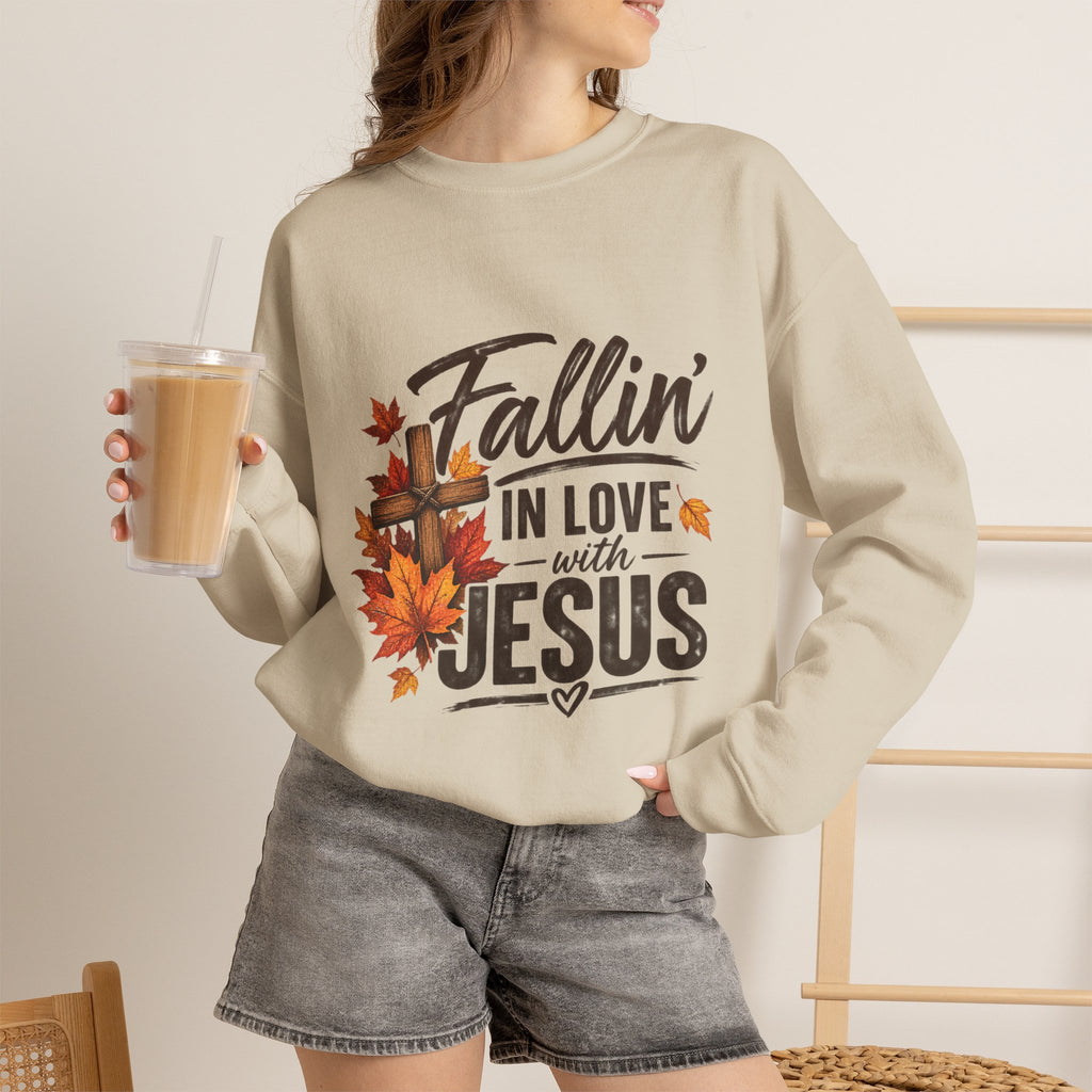 Fallin' In Love With Jesus - Crewneck Sweatshirt — Autumn Pullover