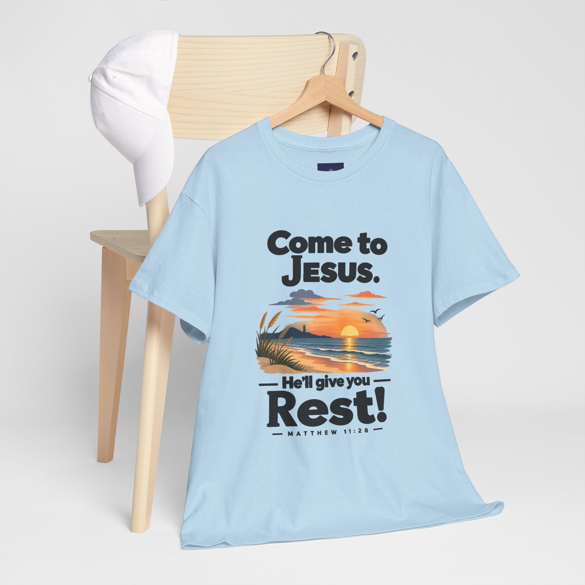 Come to Jesus, He'll Give You Rest — Christian Faith Graphic Unisex Tee