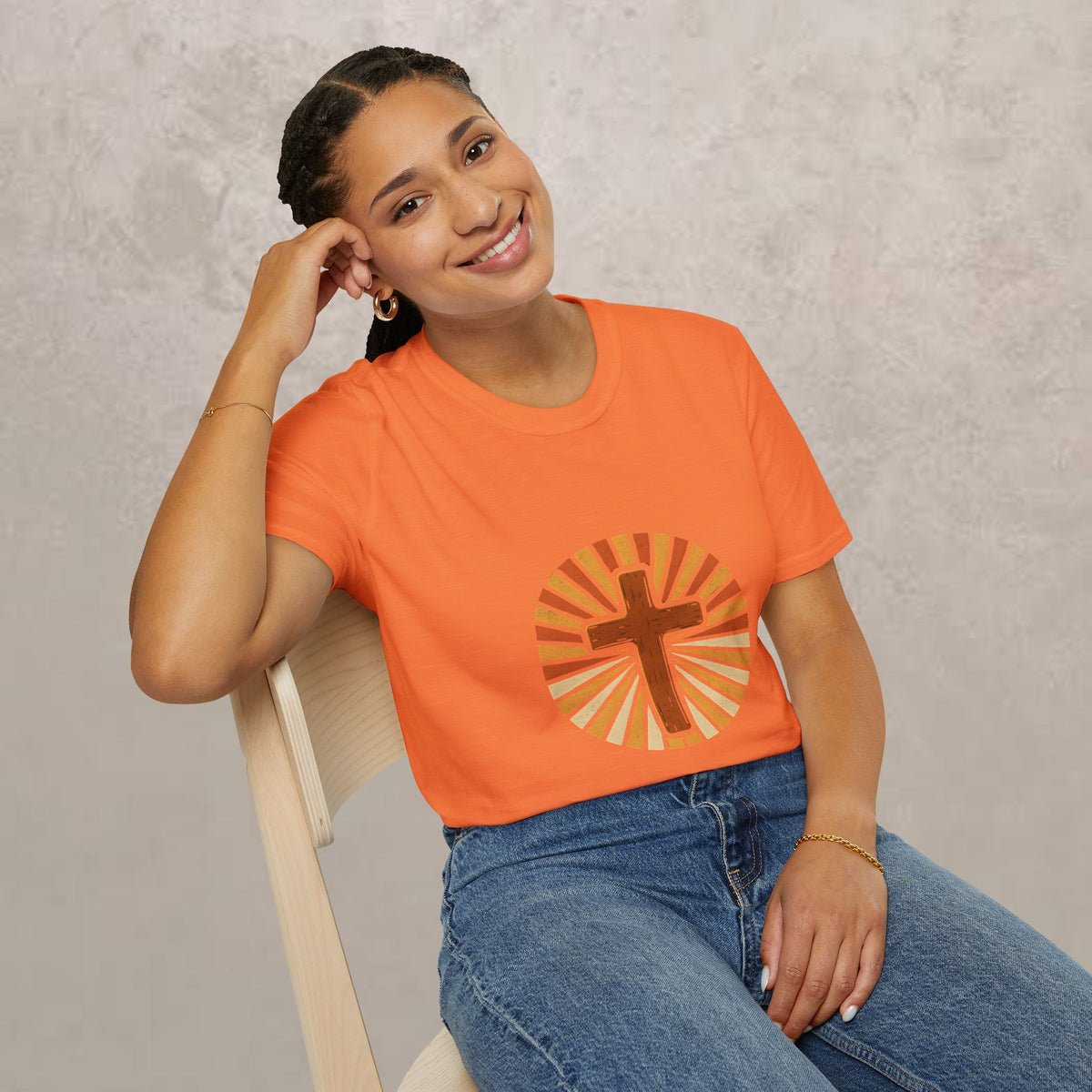 Christian Cross Sunburst T-Shirt — Vintage Faith Graphic Tee