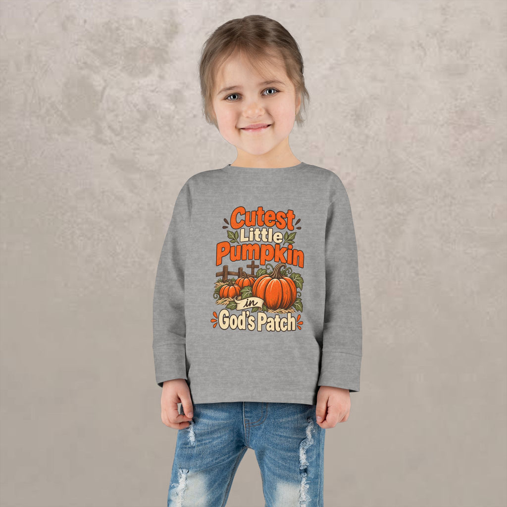 Toddler - Cutest Little Pumpkin in God's Patch - Fall Long Sleeve Tee