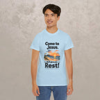 Come to Jesus, He'll Give You Rest — Christian Faith Graphic Unisex Tee