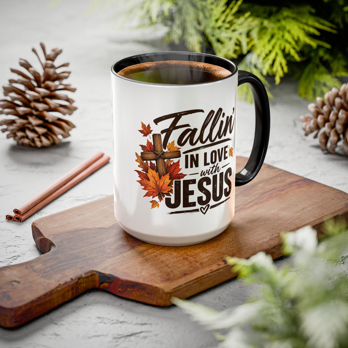 Fallin' in Love with Jesus - Autumn Faith Coffee Mug (11oz/15oz)