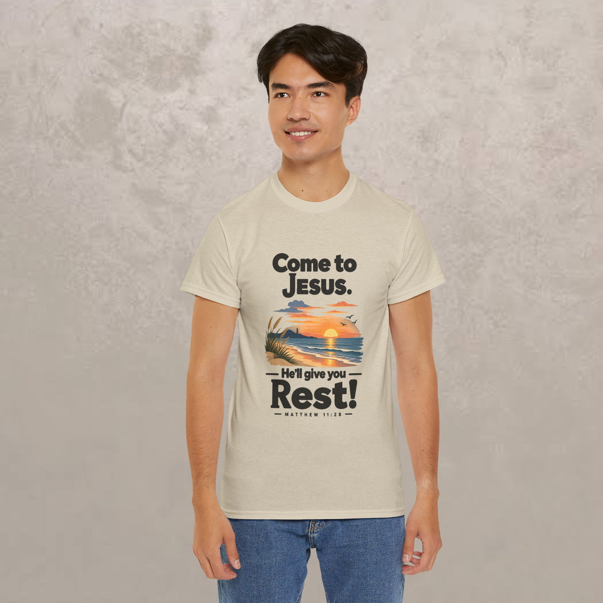 Come to Jesus, He'll Give You Rest — Christian Faith Graphic Unisex Tee