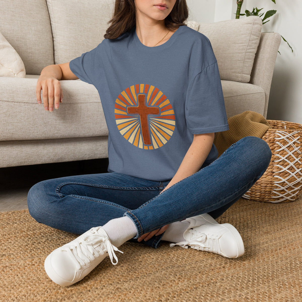 Christian Cross Sunburst T-Shirt — Vintage Faith Graphic Tee