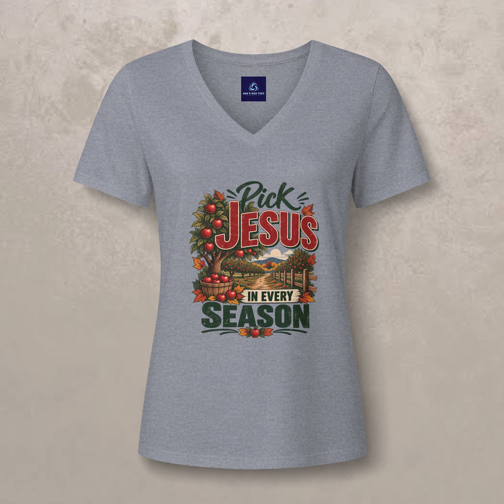 Pick Jesus in Every Season  - Women's V-Neck Tee