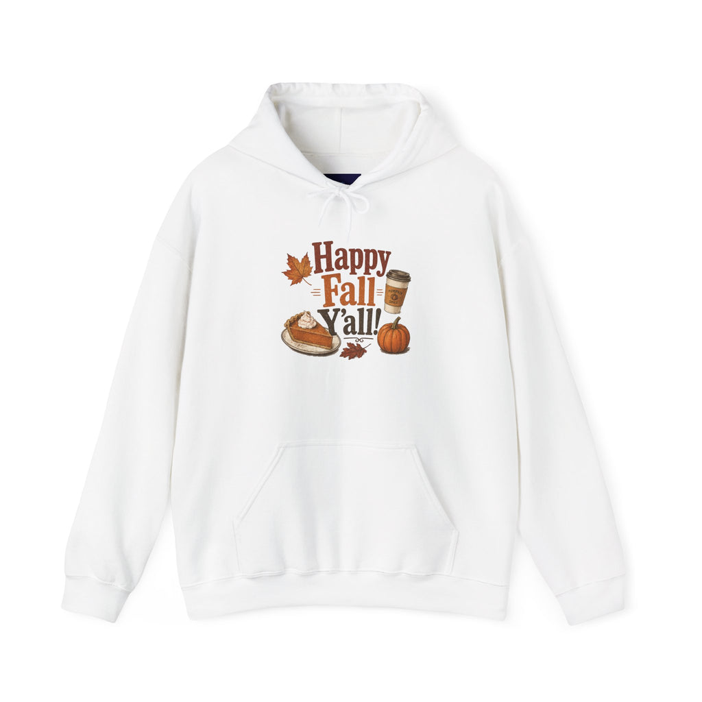 Adult Hoodie - Happy Fall Y'all" Pumpkin, Pie & Coffee - Autumn Sweatshirt
