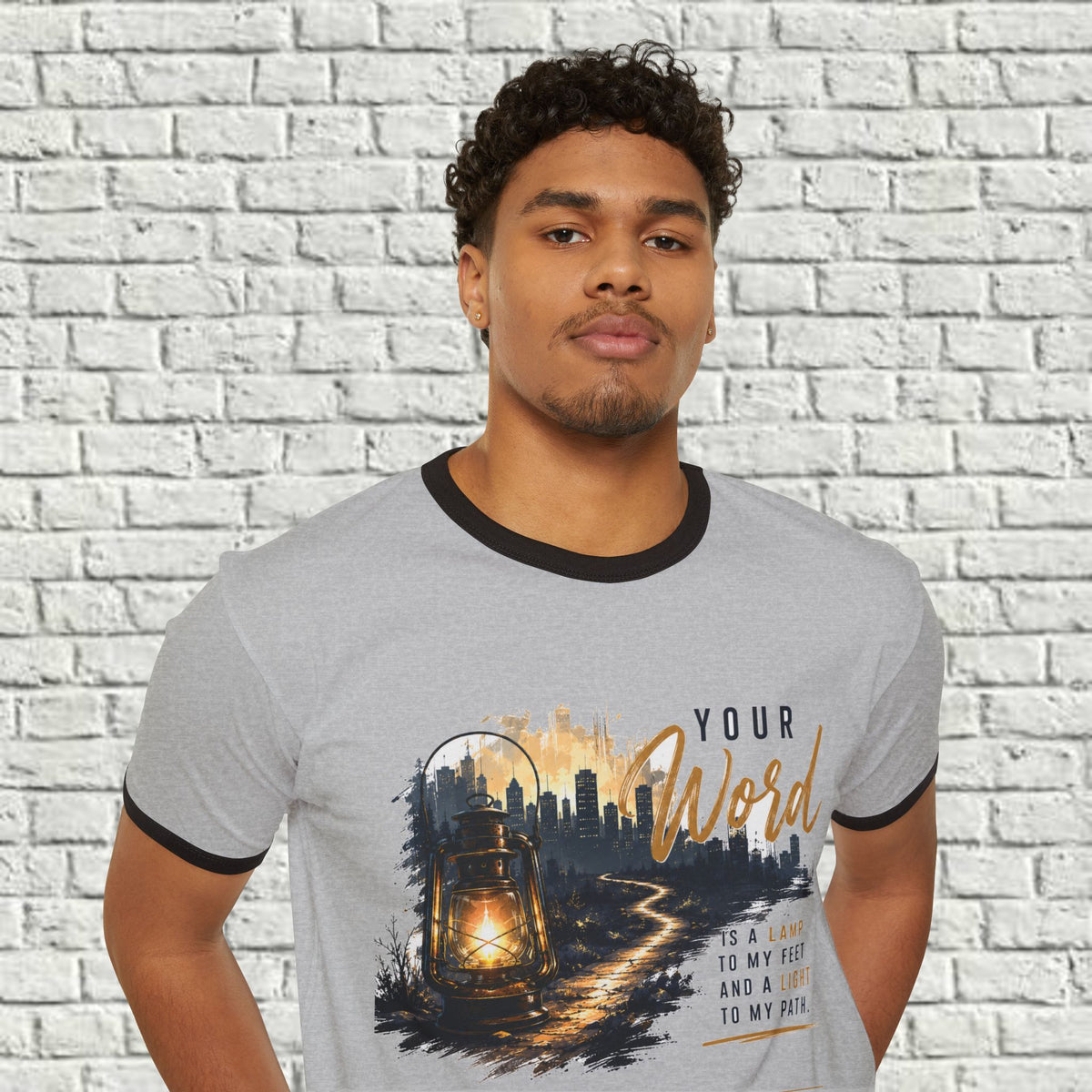 Your Word is a Lamp Skyline - Christian Ringer T-Shirt