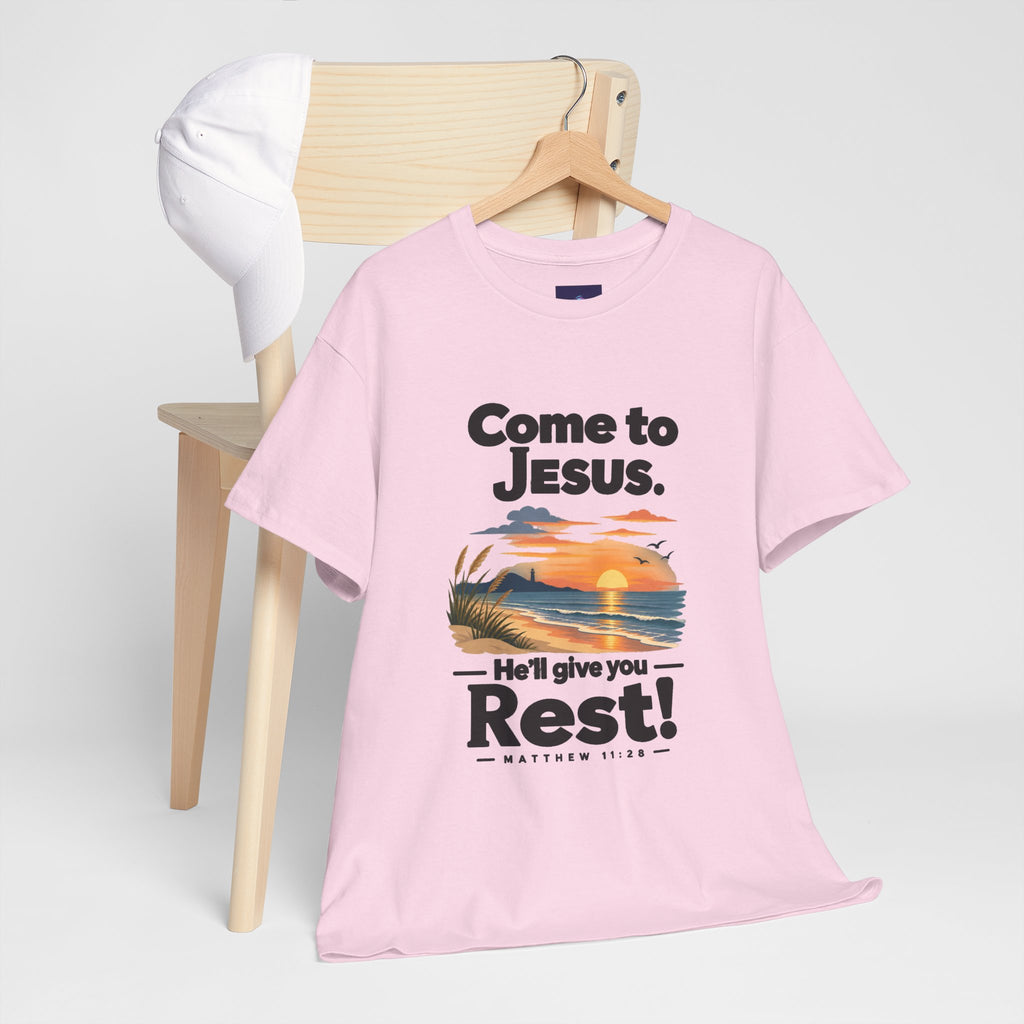 Come to Jesus, He'll Give You Rest — Christian Faith Graphic Unisex Tee