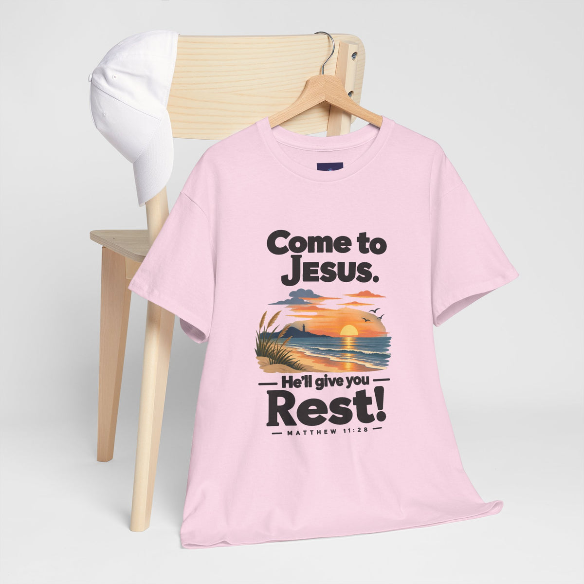 Come to Jesus, He'll Give You Rest — Christian Faith Graphic Unisex Tee