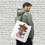 Christian Cross Tote Bag — "My Hope is in Jesus" Inspirational Canvas Tote