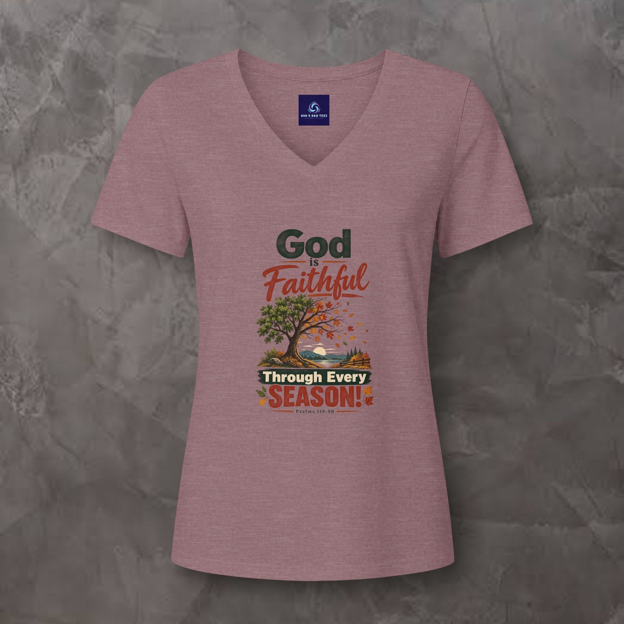 God is Faithful Through Every Season - Women's V-Neck Tee