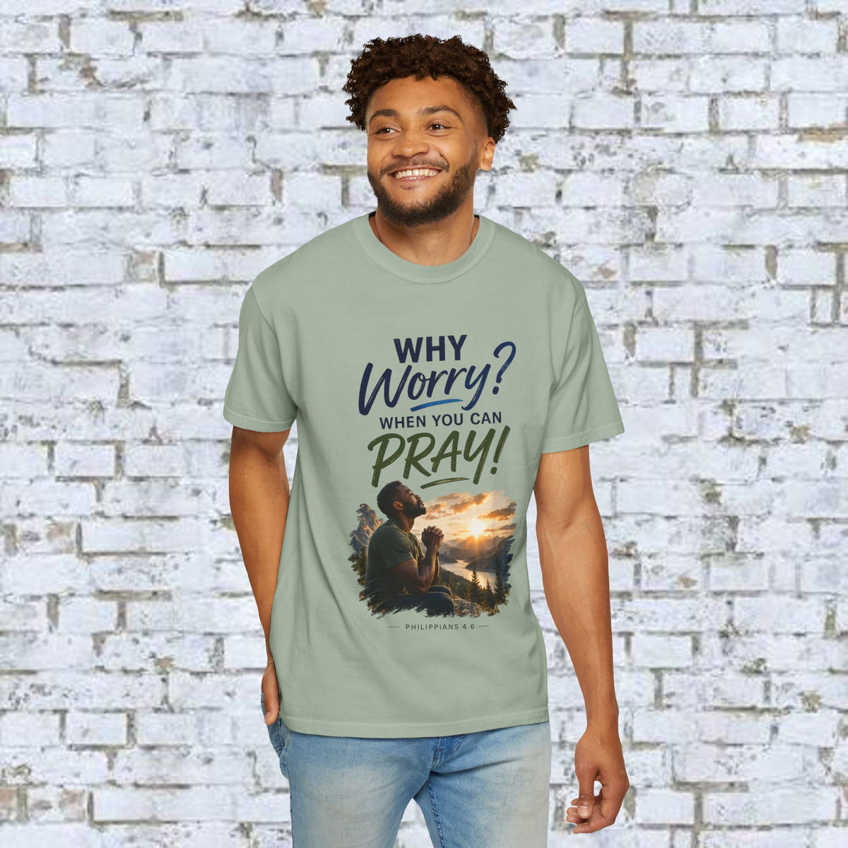 Why Worry - Pray - Men's Tee — Black Man