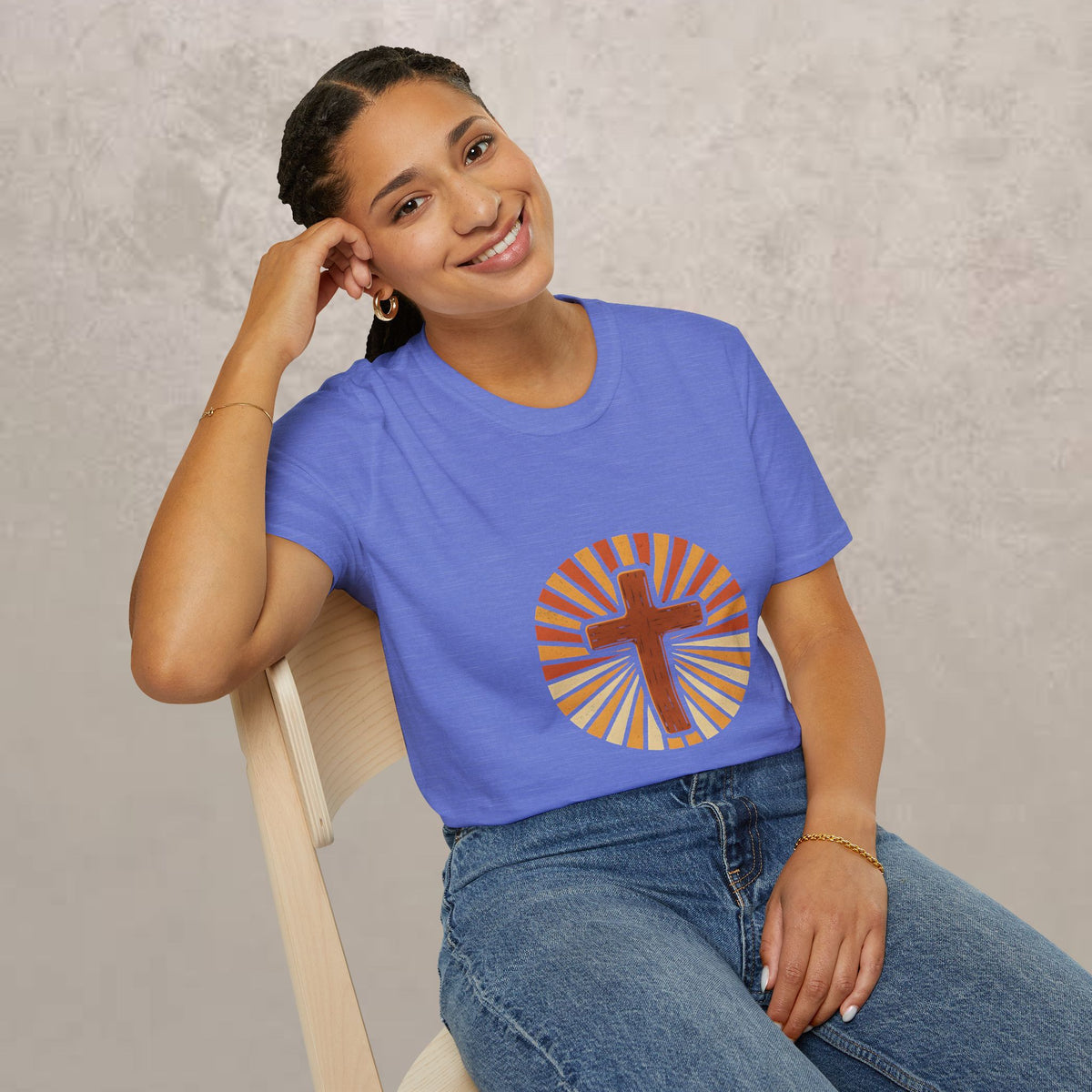 Christian Cross Sunburst T-Shirt — Vintage Faith Graphic Tee