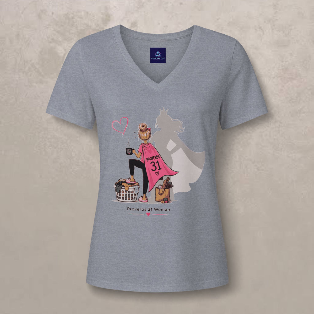 Proverbs 31 Woman  - Blonde V-Neck Graphic Tee