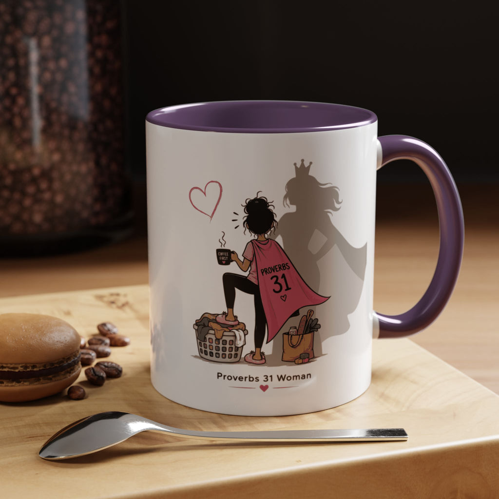 Proverbs 31 Woman Coffee Mug – Inspirational Accent Mug and Gift - Brunette (11/15oz)